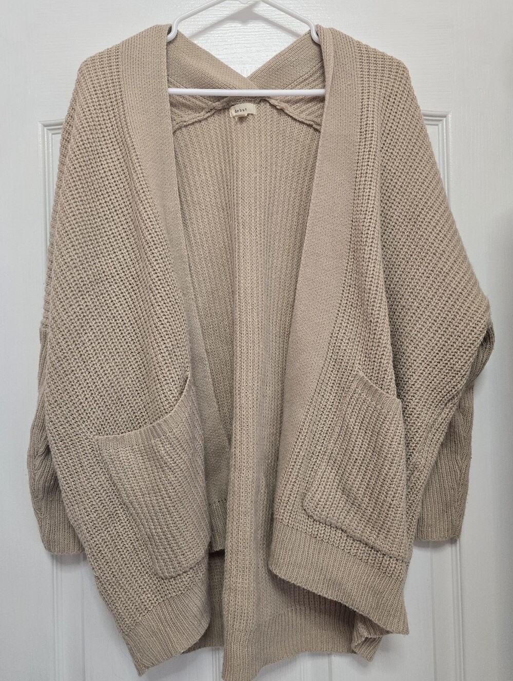 Debut Chunky Open-Front Cardigan Sweater - Beige, size S/M